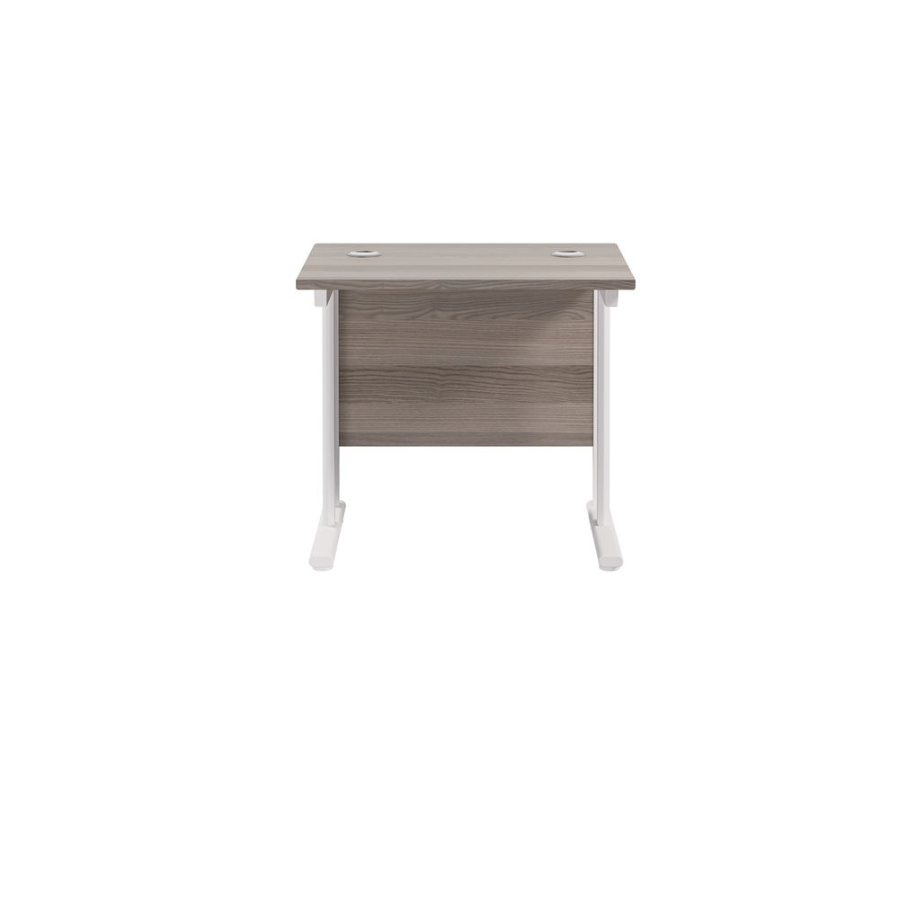 Jemini 800x600mm Grey Oak/White Cantilever Rectangular Desk