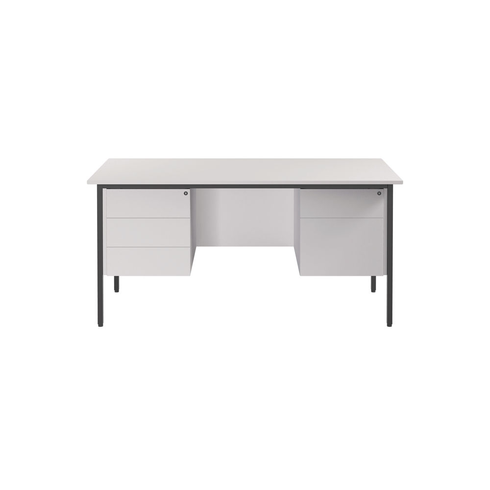 Serrion 1500x750mm White Double Pedestal 4 Leg Rectangular Desk