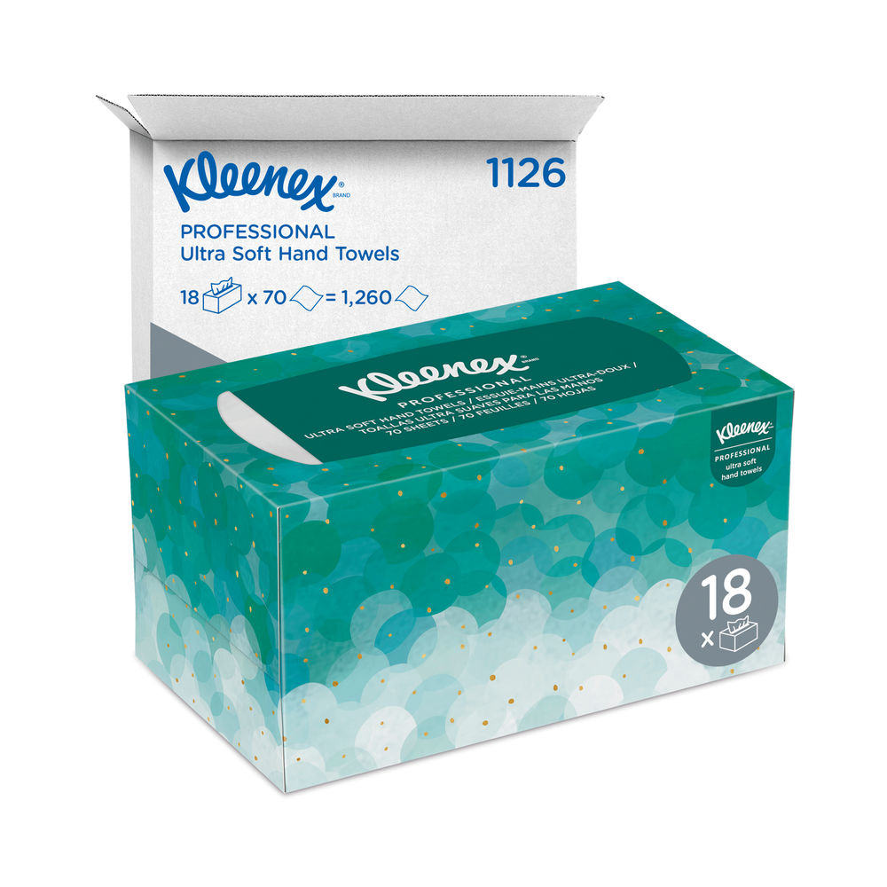 Kleenex 2-Ply Ultra Soft Pop-Up Hand Towel Box 70 Sheets, Pack of 18 | 11268
