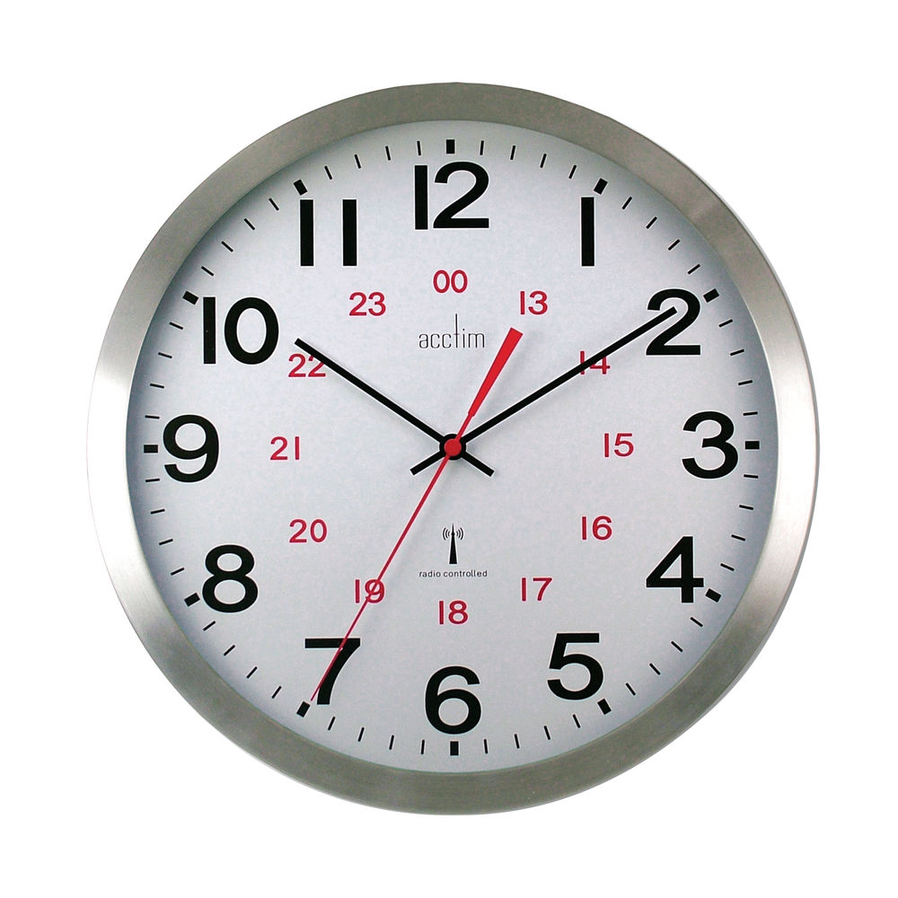 Acctim Century 24 Hour Radio Controlled Clock Aluminium 74457