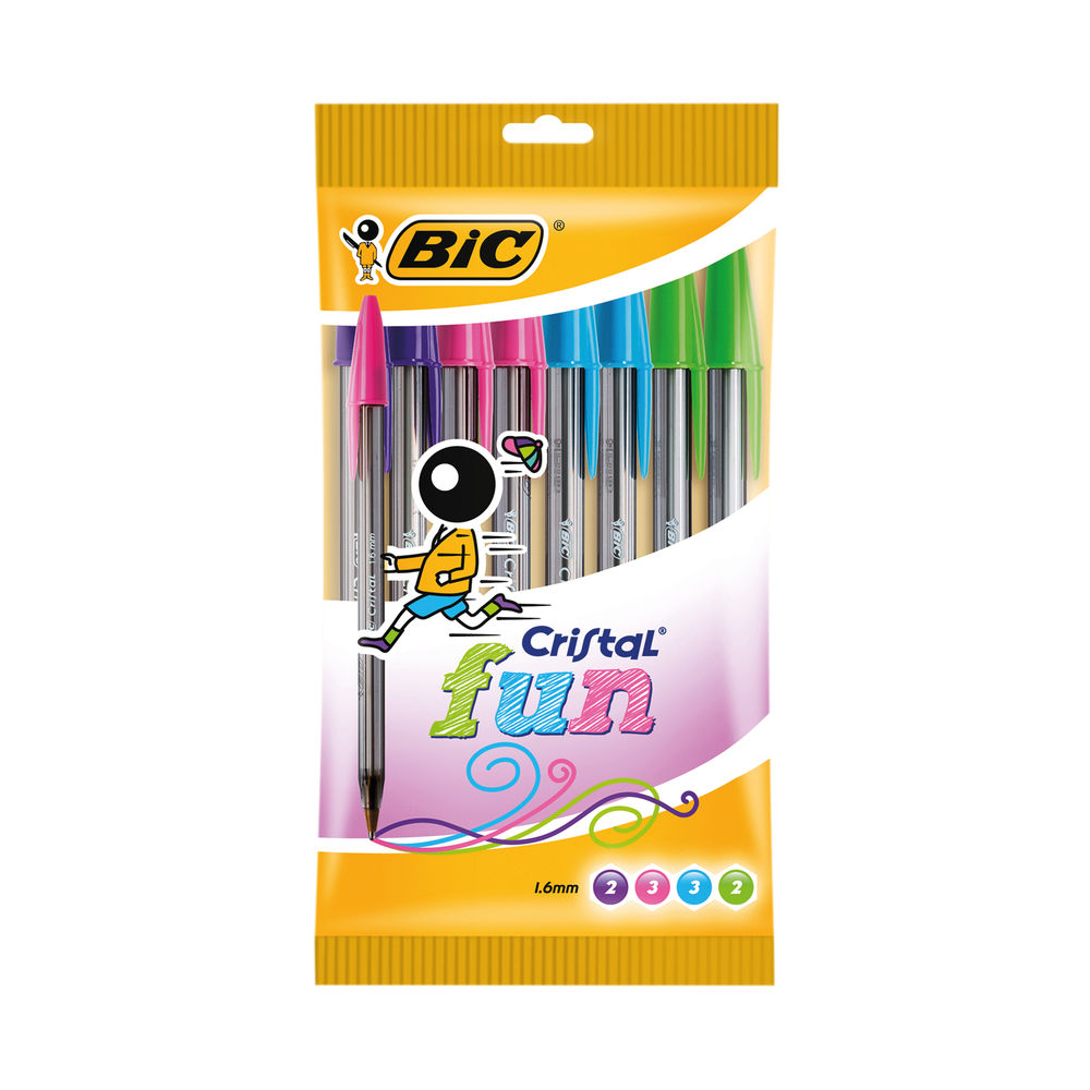 Bic Cristal Fun Ballpoint Pen Large Tip Assorted (10 Pack) 921342