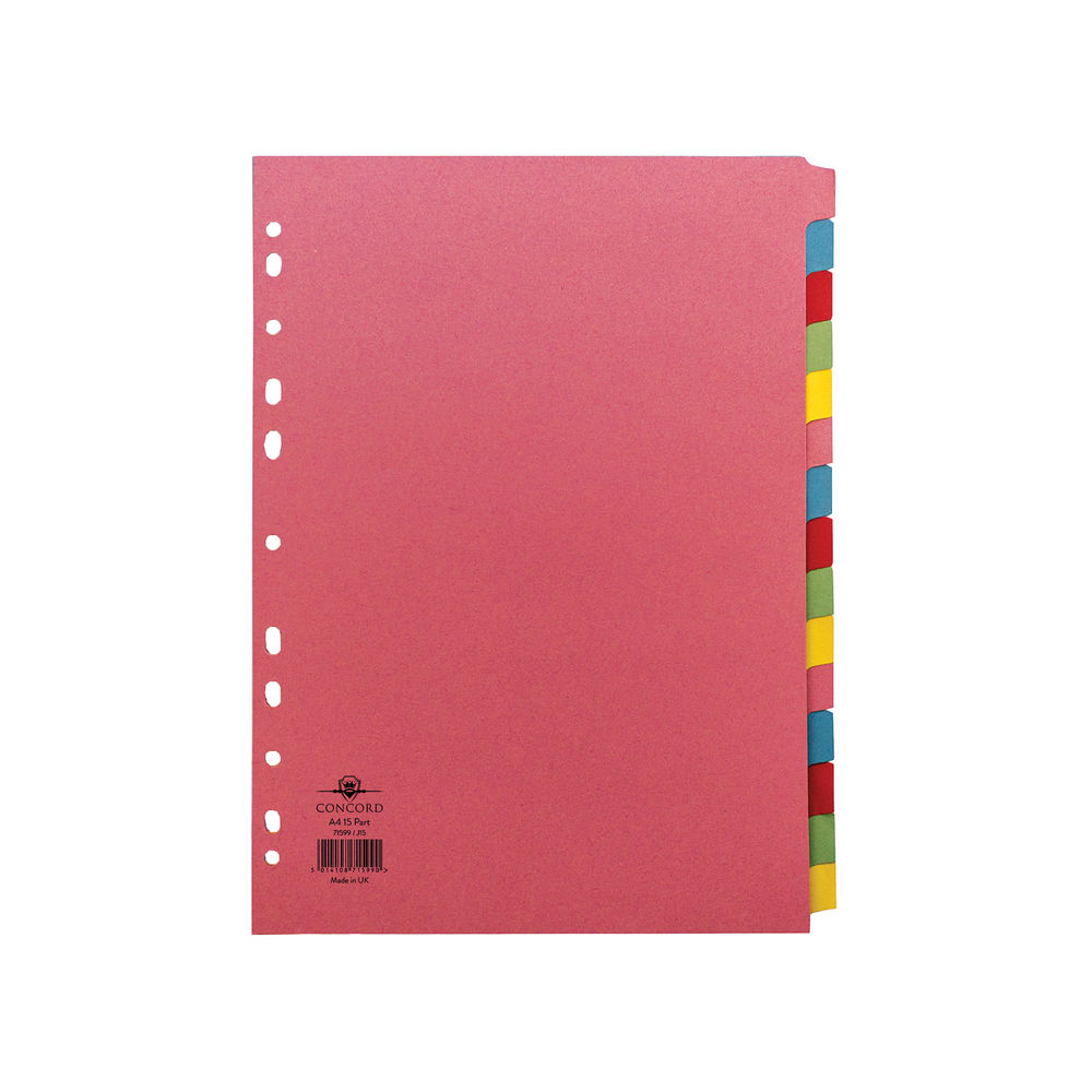 Concord Divider 15-Part A4 160gsm Multicoloured 71599/J15