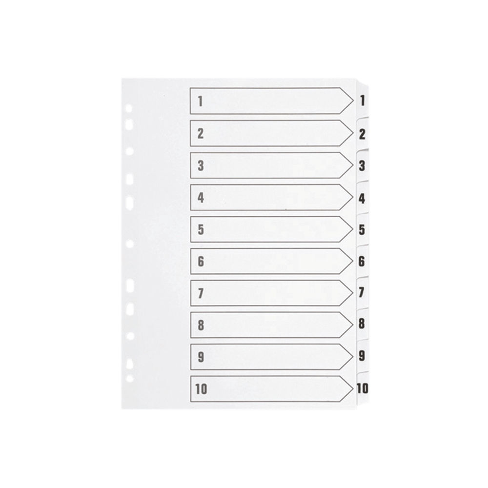 Q-Connect 1-10 Index Multi-punched Polypropylene White A4 KF01353