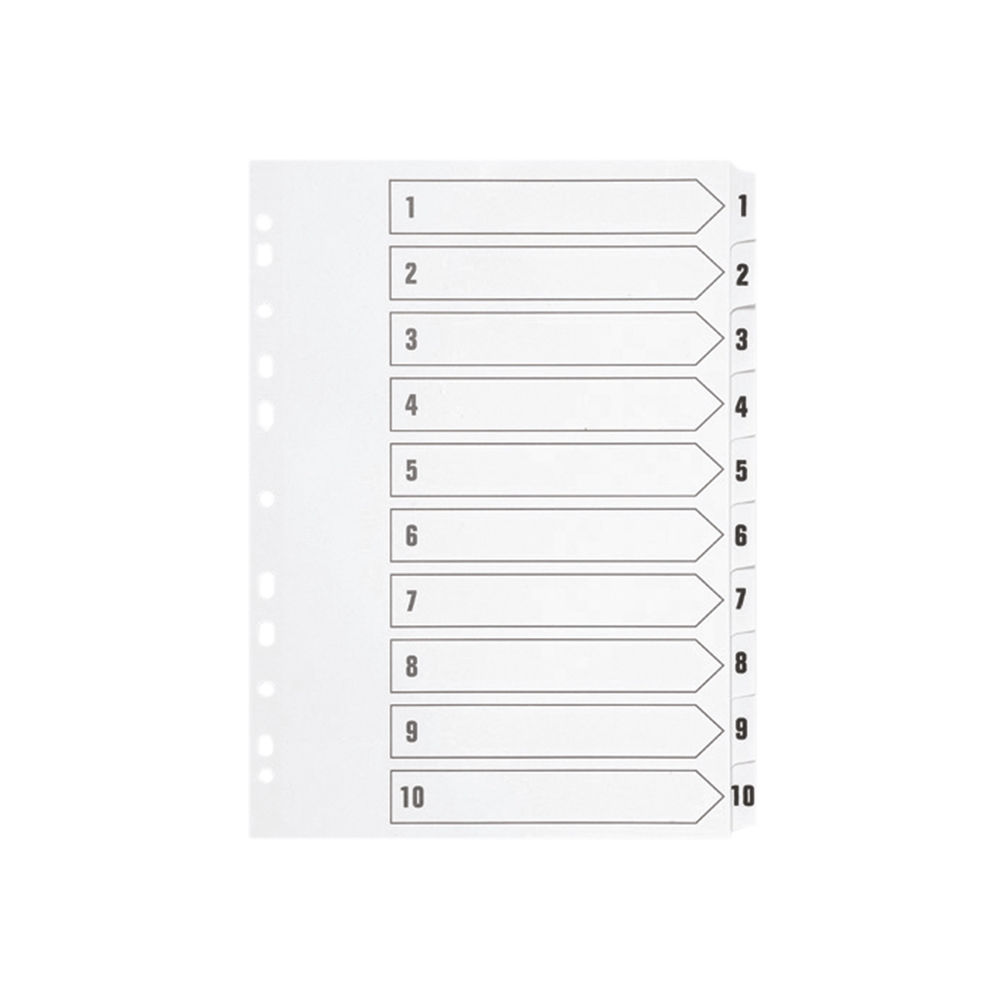 Q-Connect 1-10 Index Multi-Punched Reinforced Board Clear Tab A4 White KF01528