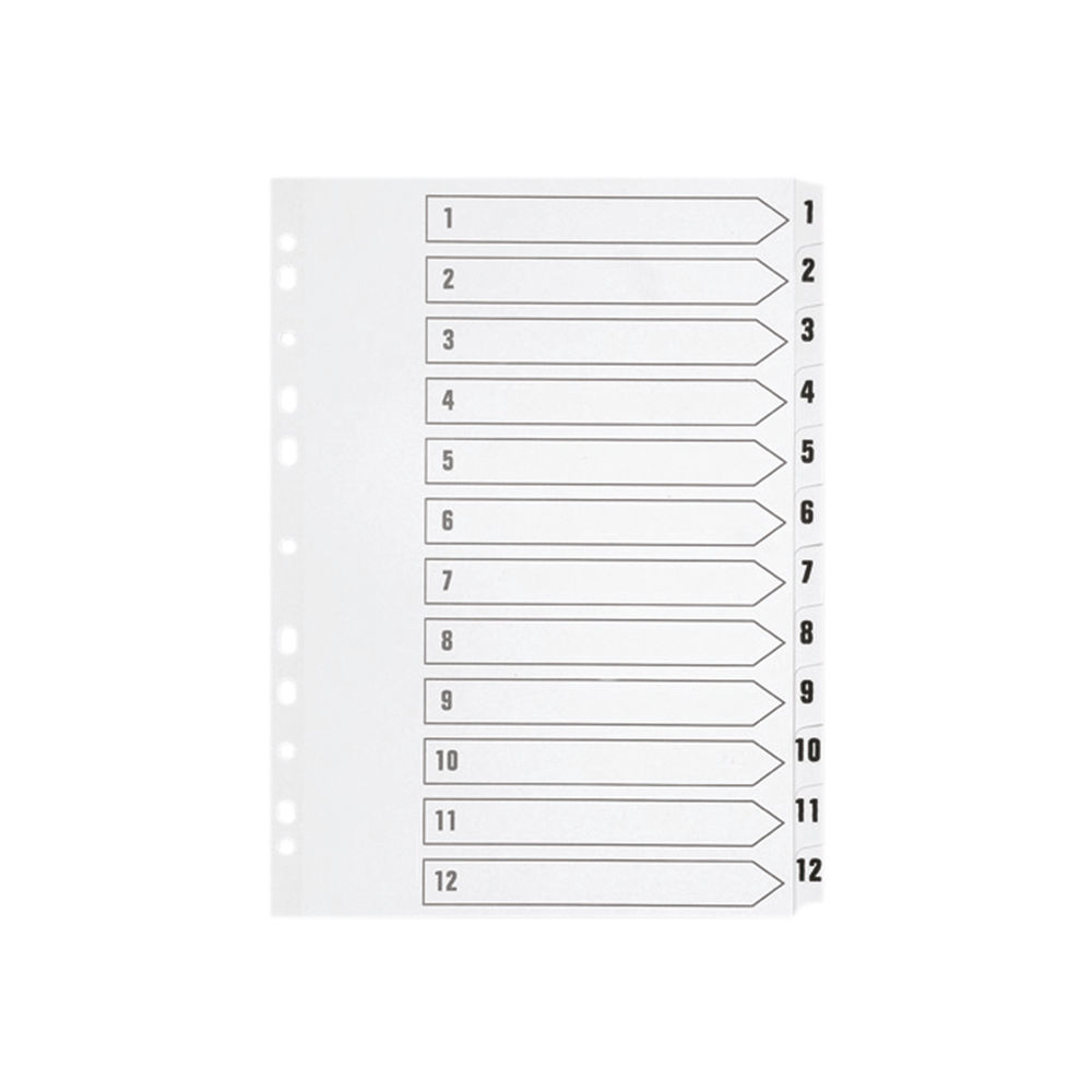 Q-Connect 1-12 Index Multi-Punched Reinforced Board Clear Tab A4 WhiteKF01529