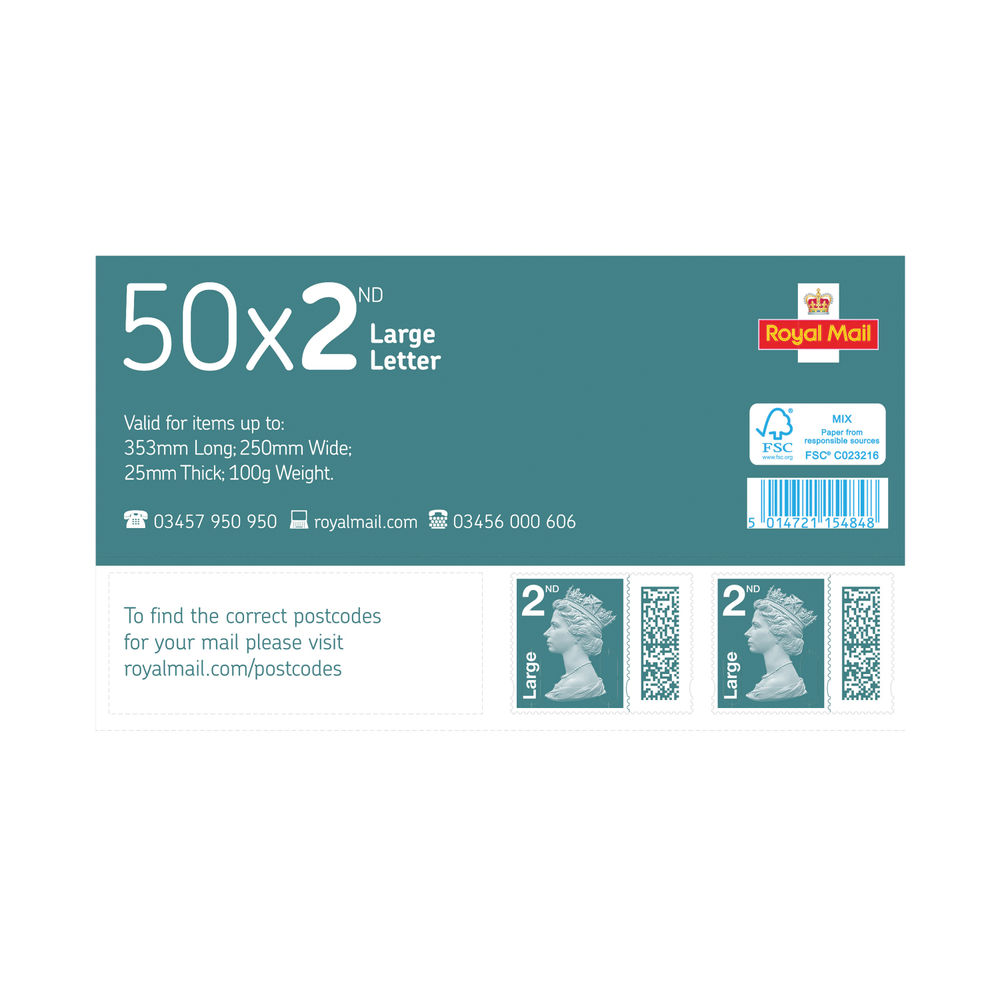 Royal Mail 2nd Class Large Letter Stamps Book Of 50 BBSL2 royal-mail-2nd-class-large-letter-stamps-book-of-50-bbsl2