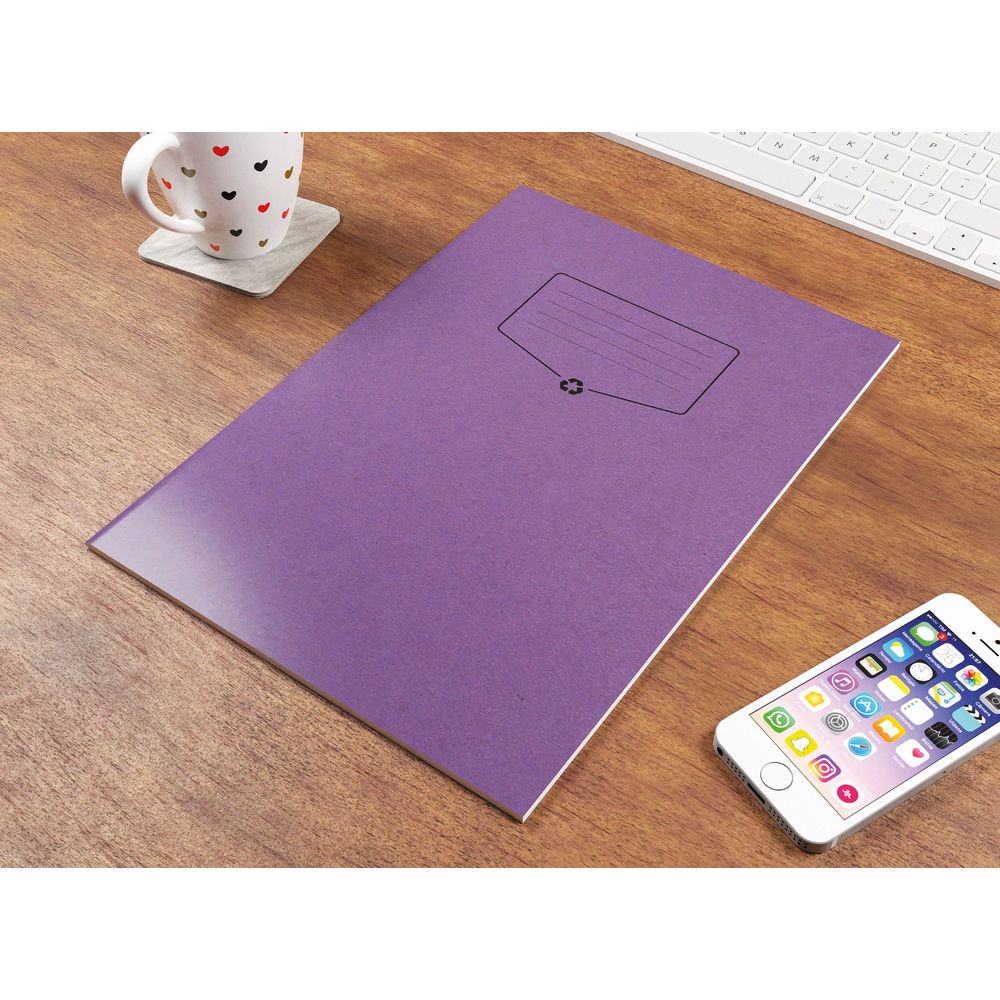 Silvine Recycled A4 Purple Lined with Margin Exercise Book (Pack of 10)