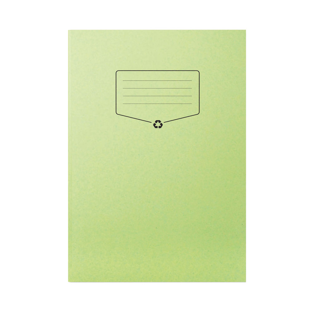 Silvine Recycled A4 Green Lined with Margin Exercise Book (Pack of 10)