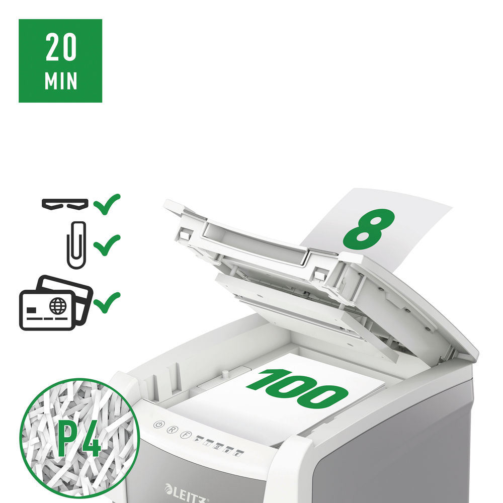 Leitz IQ Autofeed Small Office 100 P4 Cross Cut Paper Shredder