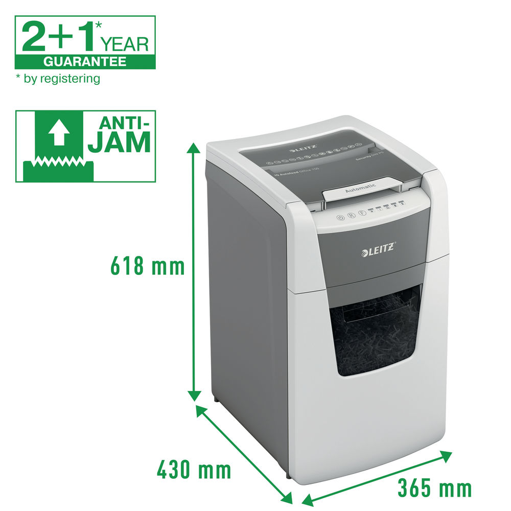 Leitz IQ Autofeed Office 150 Automatic Cross-Cut Paper Shredder P-4 White