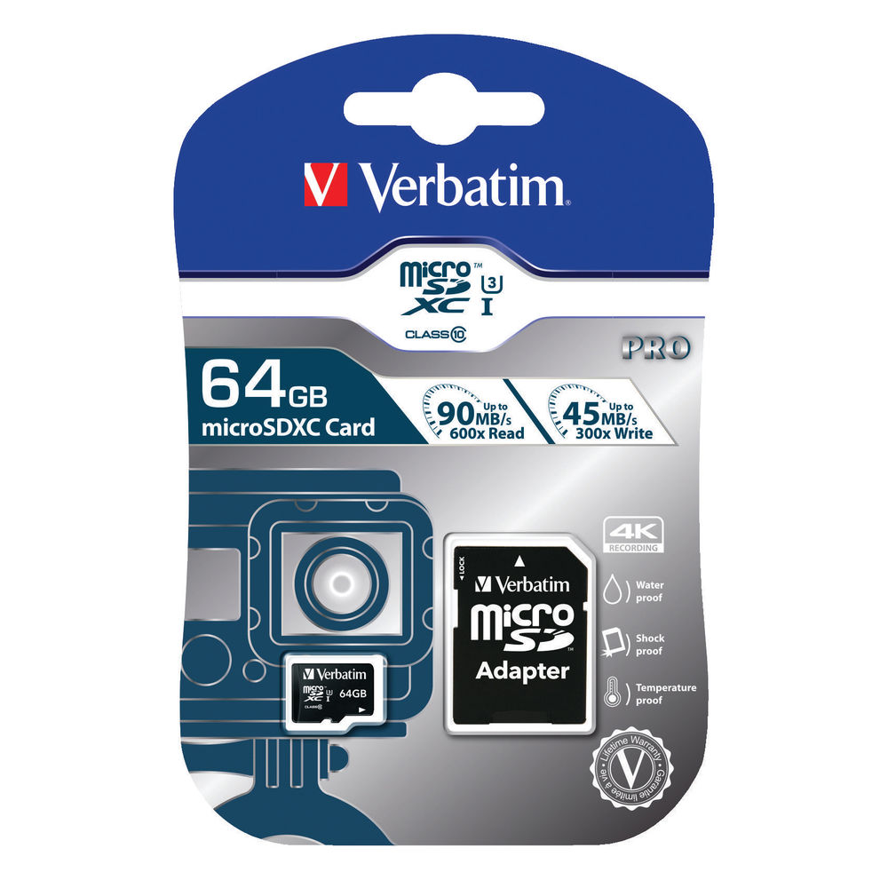 Verbatim Pro U3 64GB Micro SDXC Card