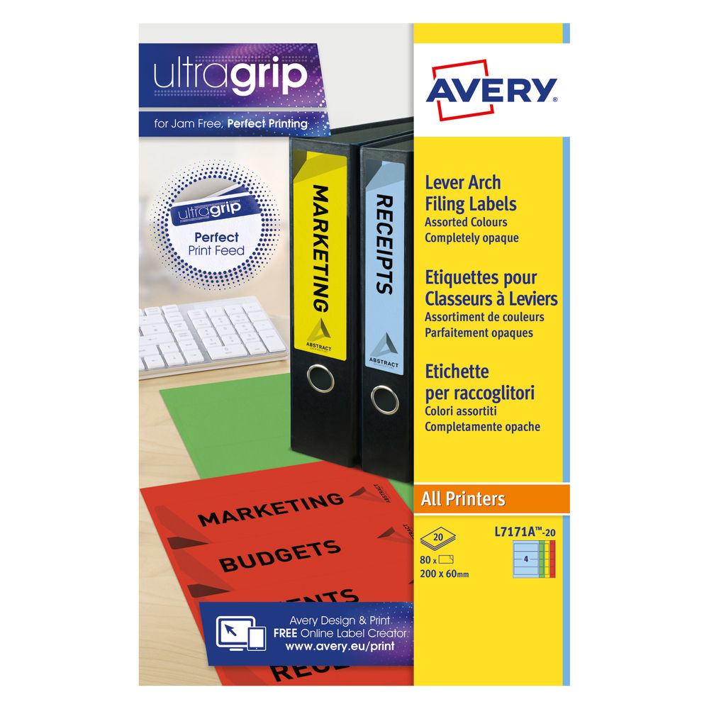 Avery Lever Arch Spine Label 200 x 60mm (Pack of 80) L7171A-20