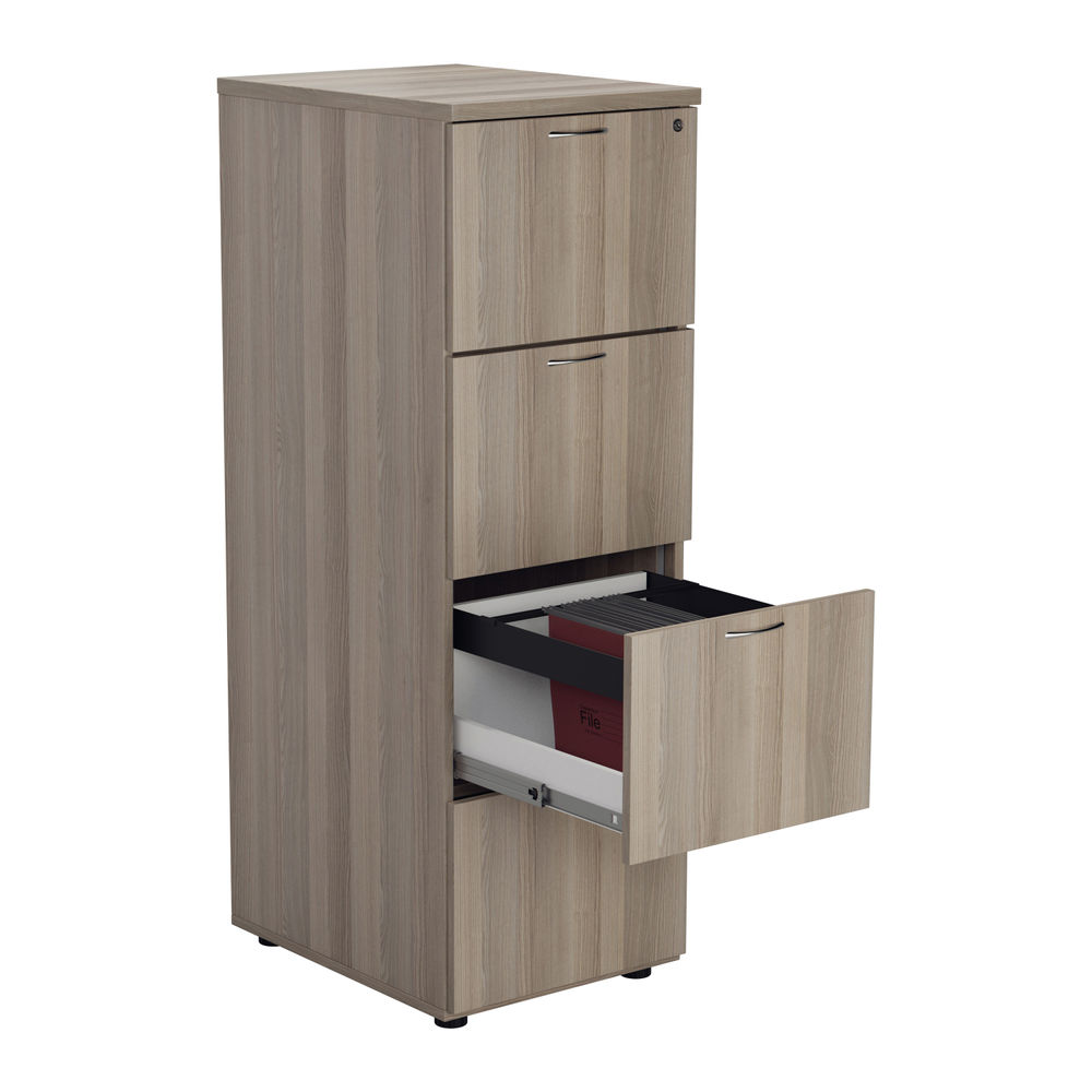 Jemini Essentials 4 Drawer Filing Cabinet 464x600x1365mm Grey Oak