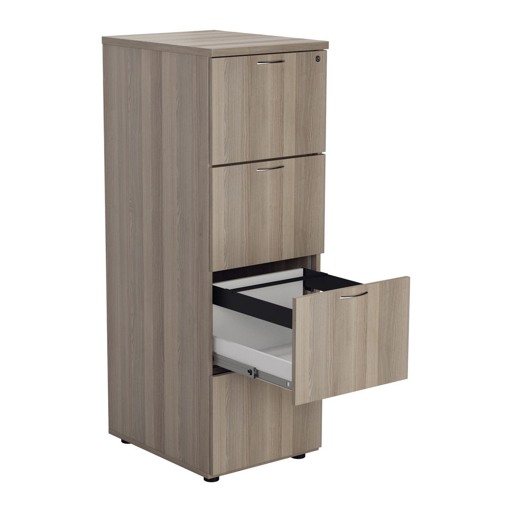 Jemini Essentials 4 Drawer Filing Cabinet 464x600x1365mm Grey Oak