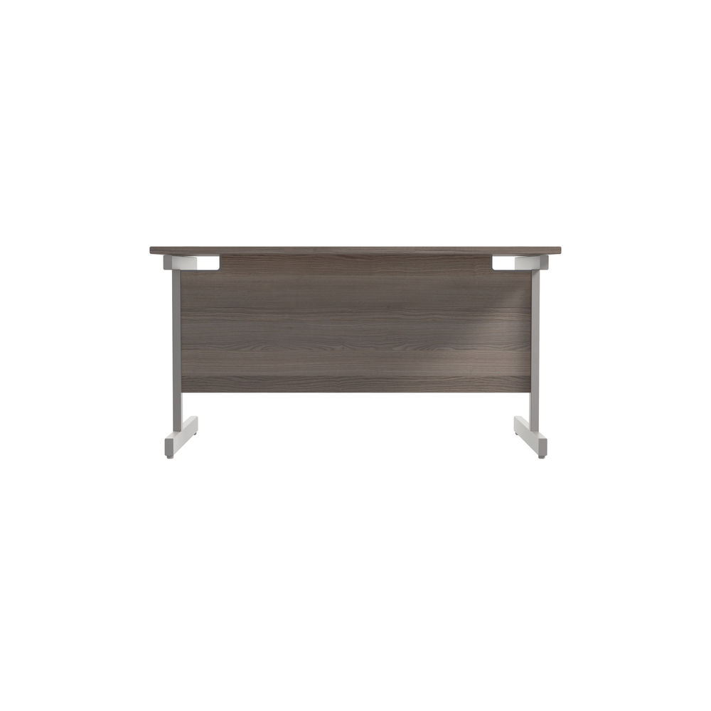 Jemini Single Upright Rectangular Desk 1400x800x730mm Grey Oak/Silver