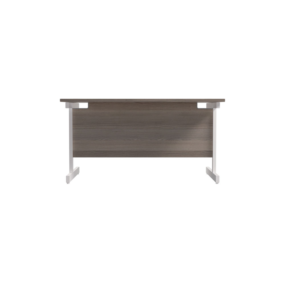 Jemini Single Upright Rectangular Desk 1400x800x730mm Grey Oak/White