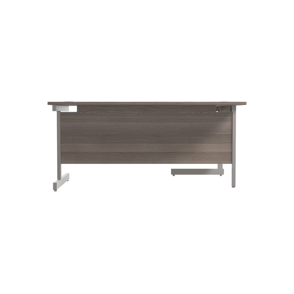 Jemini Radial Left Hand Single Upright Desk 1600x800-1200x730mm Grey Oak/Silver