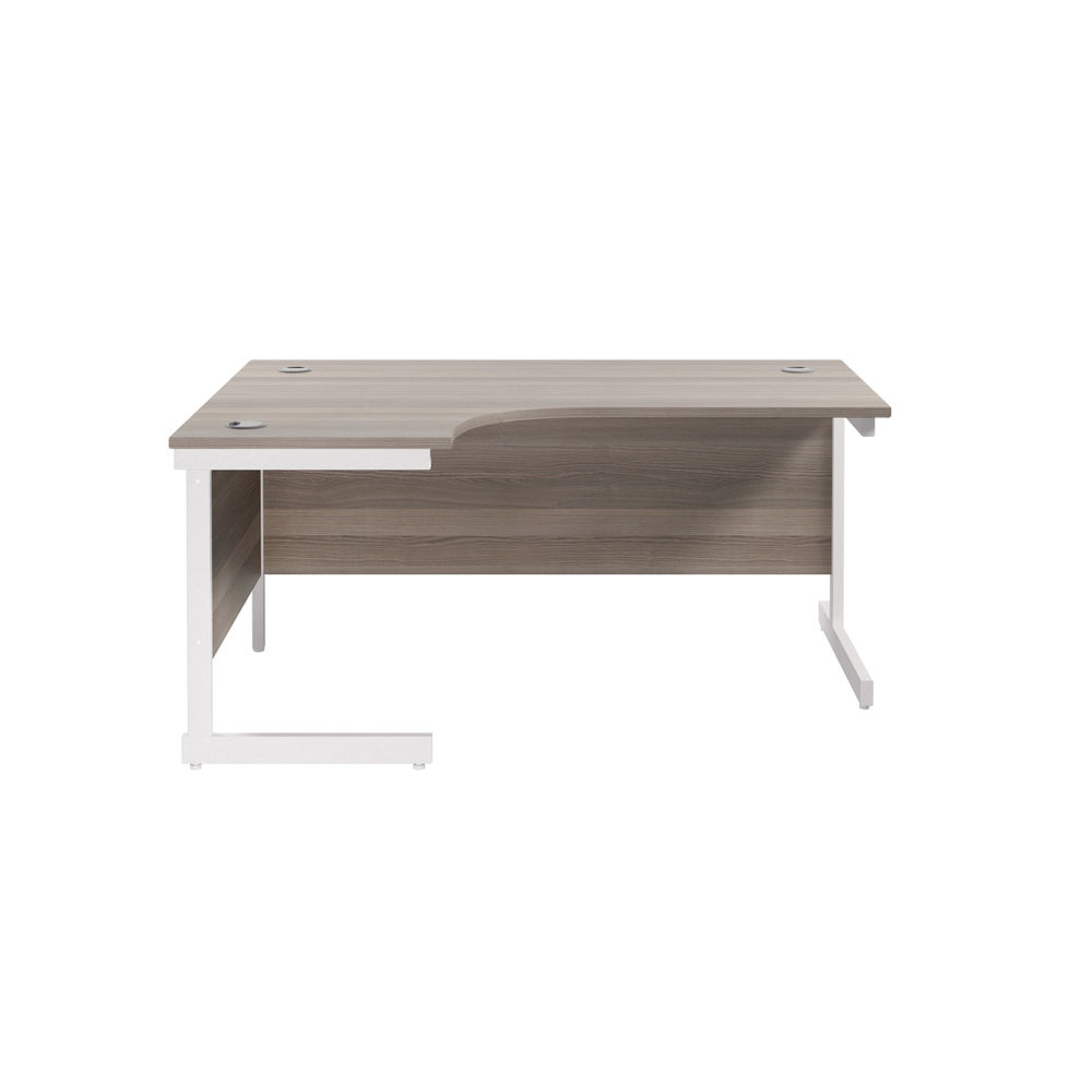 Jemini Radial Left Hand Single Upright Desk 1600x800-1200x730mm Grey Oak/White