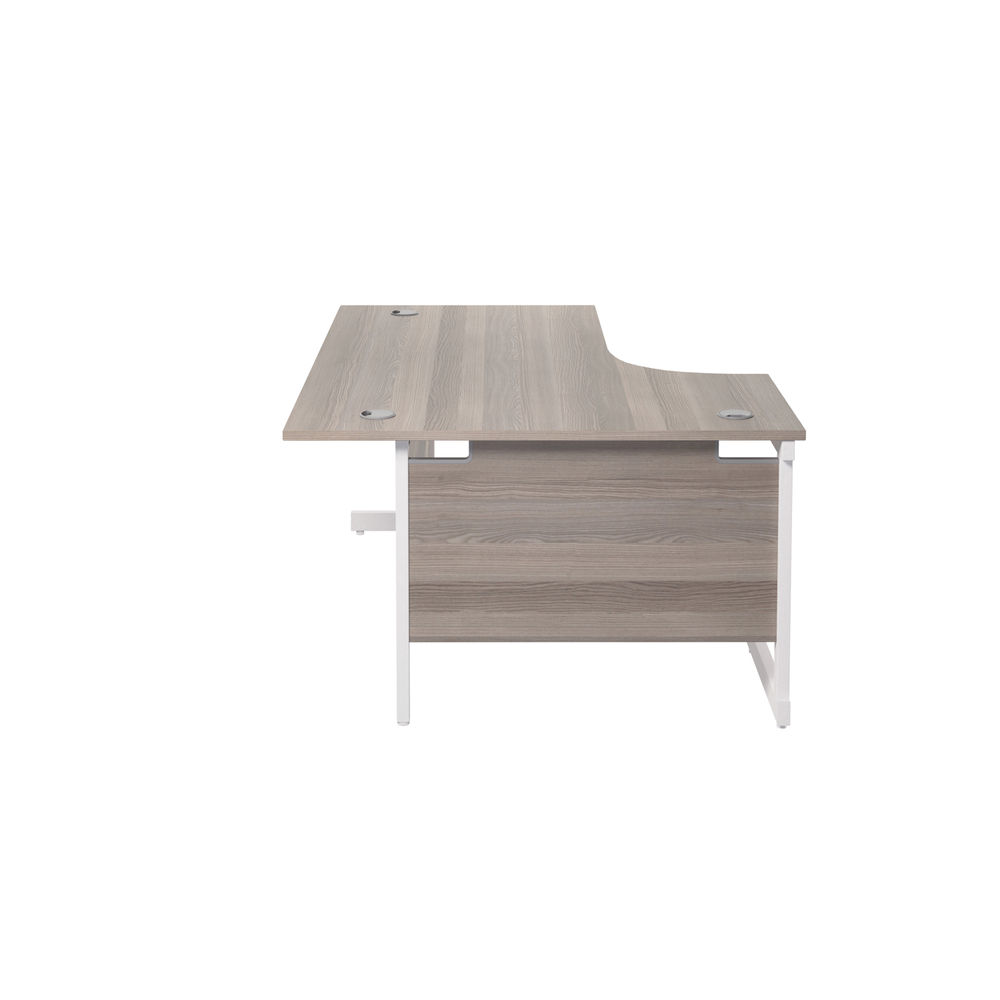 Jemini Radial Left Hand Single Upright Desk 1600x800-1200x730mm Grey Oak/White