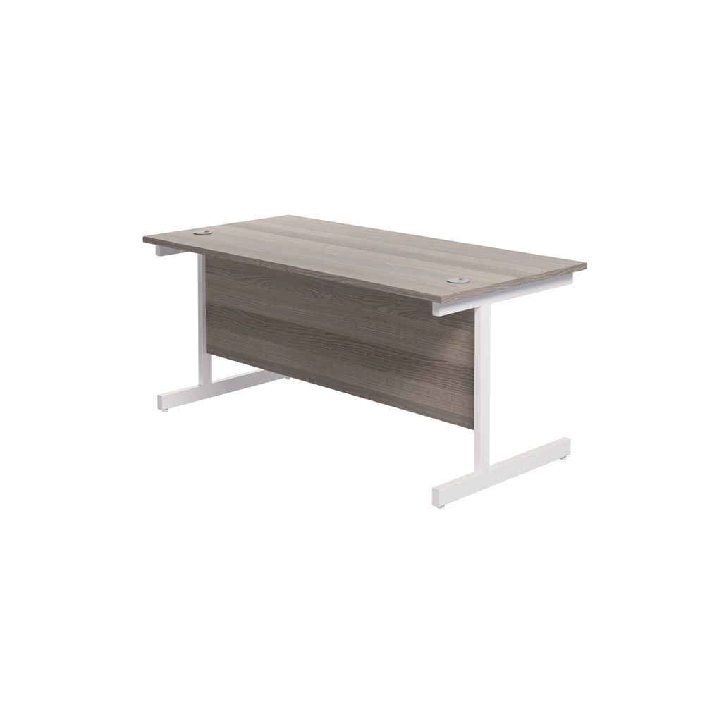 Jemini Single Upright Rectangular Desk 1600x800x730mm Grey Oak/White