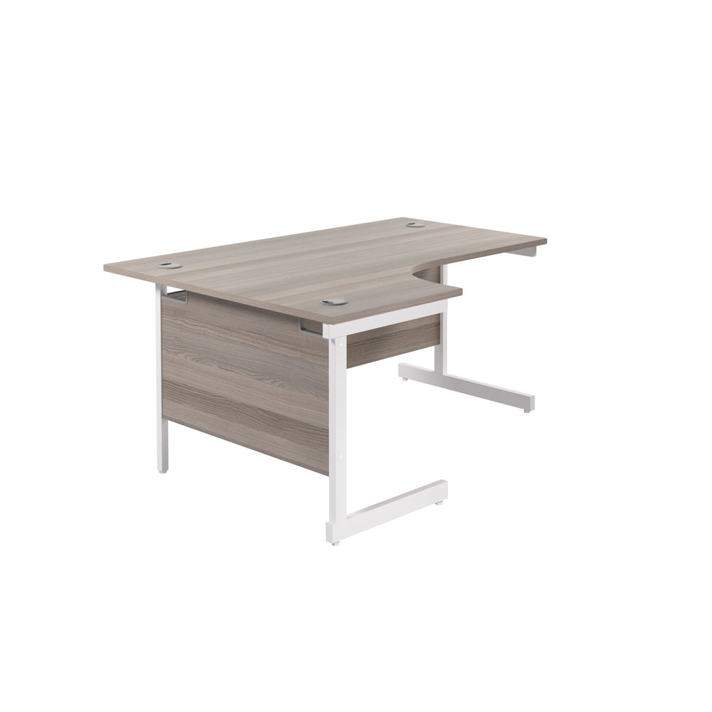 Jemini Radial Left Hand Single Upright Desk 1800x800-1200x730mm Grey Oak/White