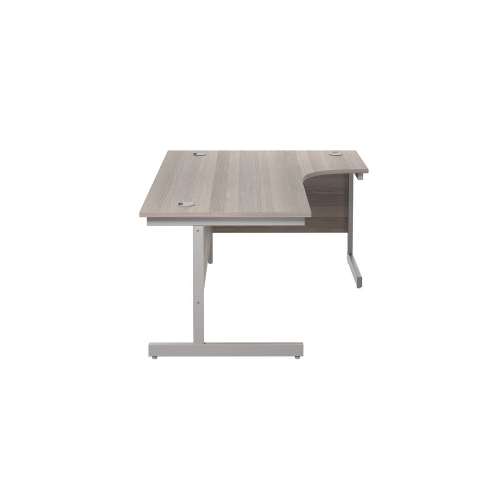 Jemini Radial Right Hand Single Upright Desk 1800x800-1200x730mm Grey Oak/Silver