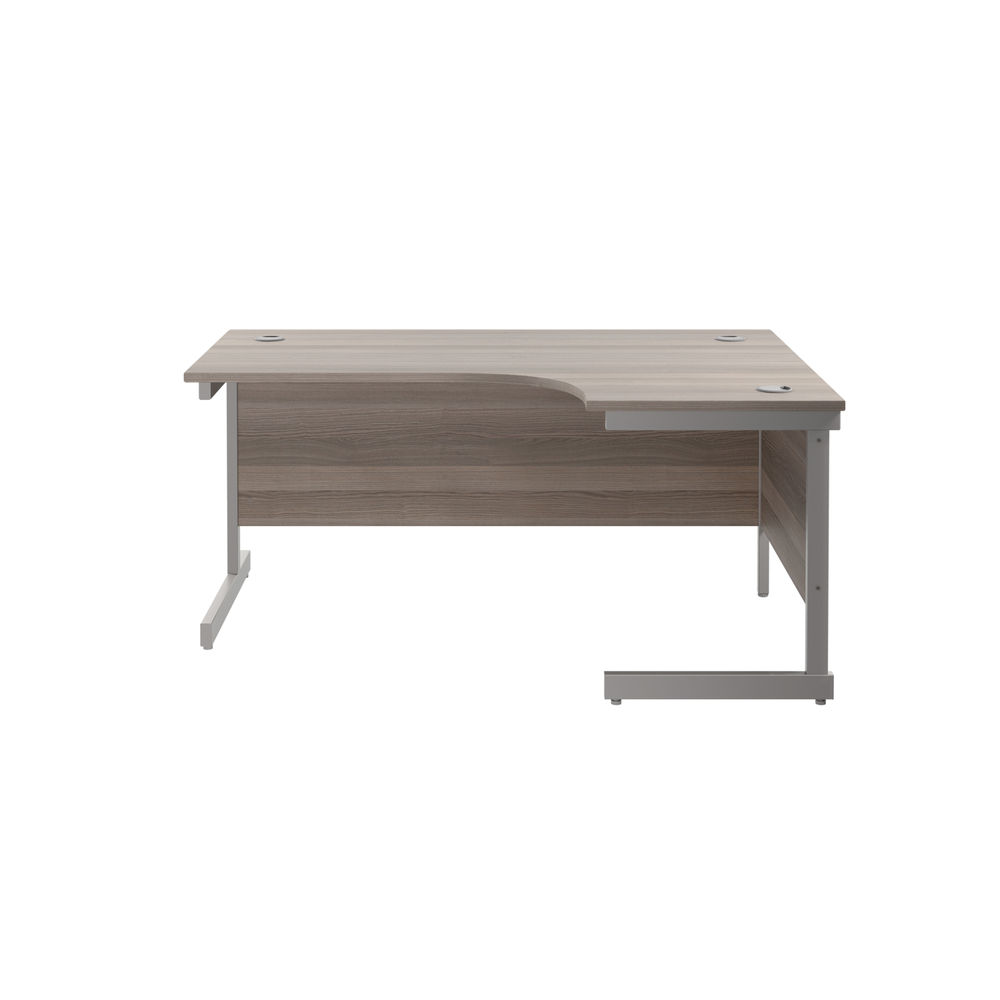 Jemini Radial Right Hand Single Upright Desk 1800x800-1200x730mm Grey Oak/Silver