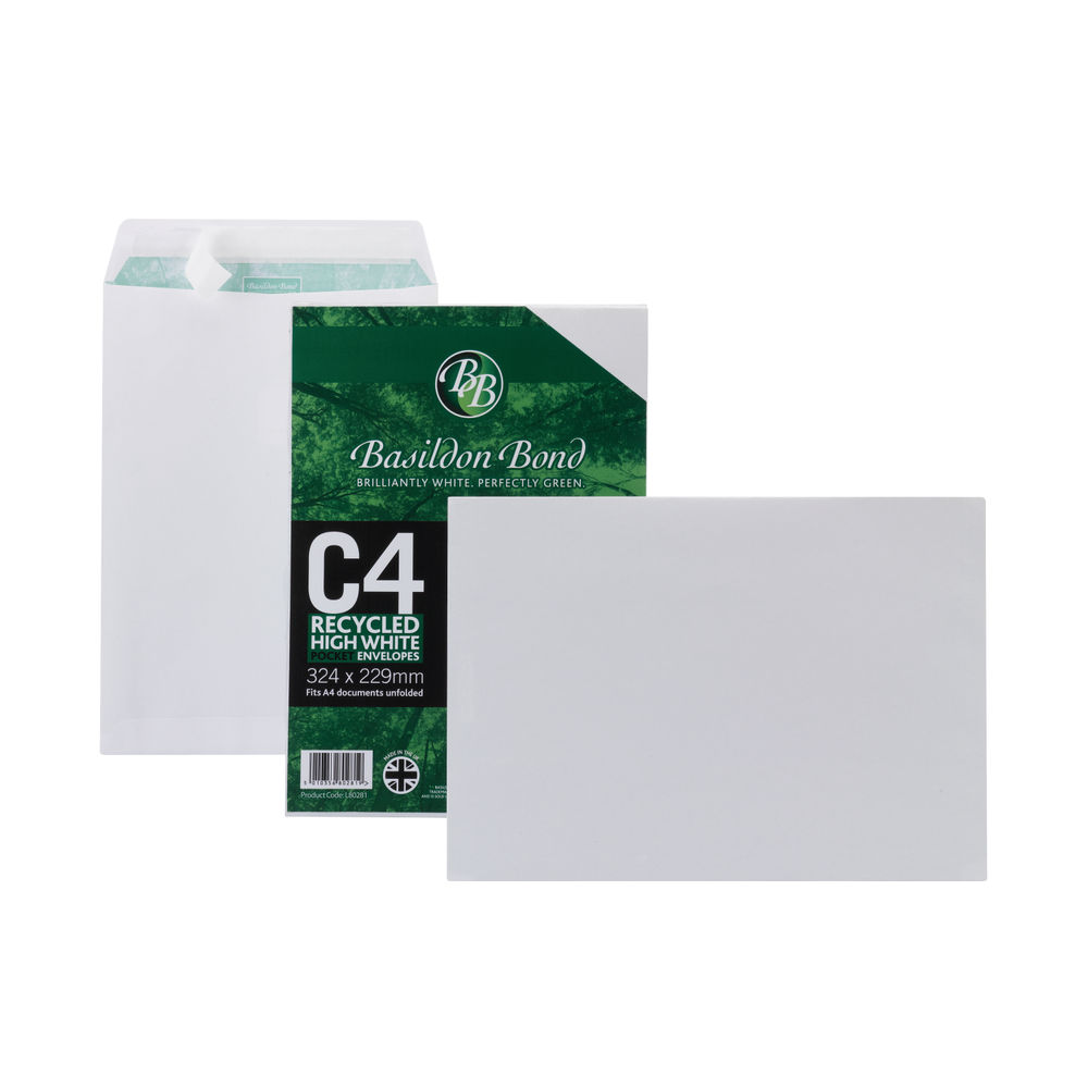 Basildon Bond C4 White Plain Pocket Envelopes (Pack of 50)