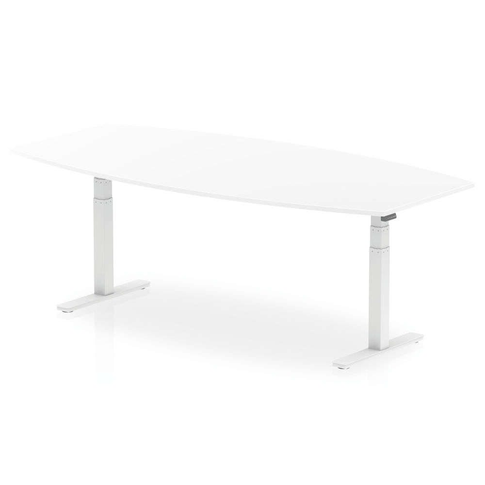 High Gloss Writable Boardroom Table with Height Adjustable Leg 2400mm White I003568