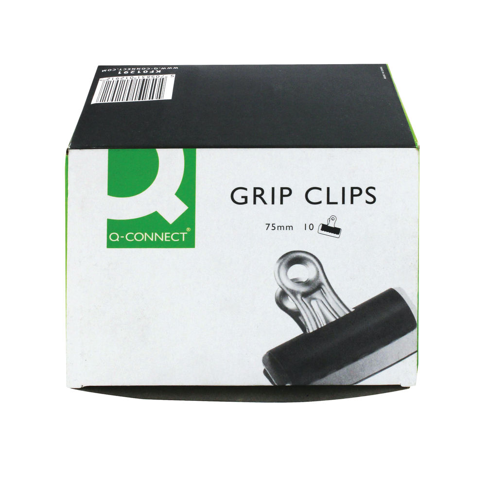Q Connect Grip Clip 75mm Black Pack of 10