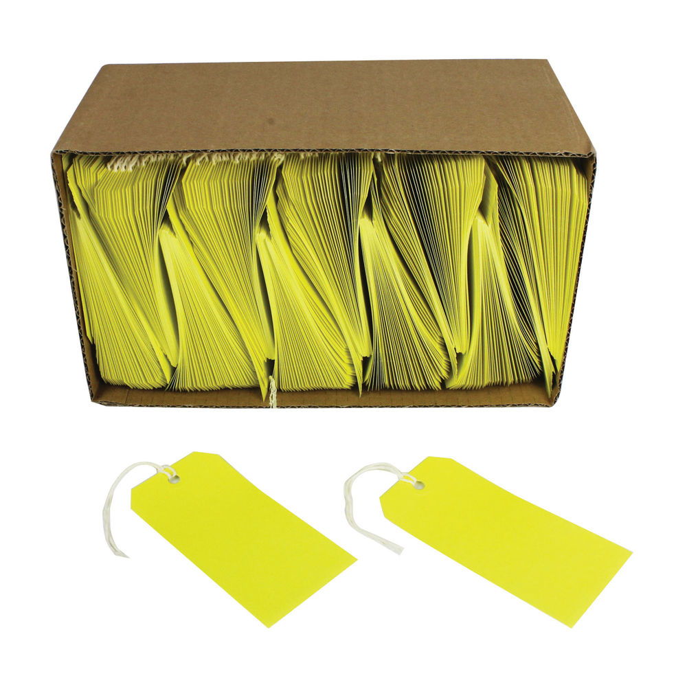 Strung Tags 120x60mm Yellow (Pack of 1000) KF01626