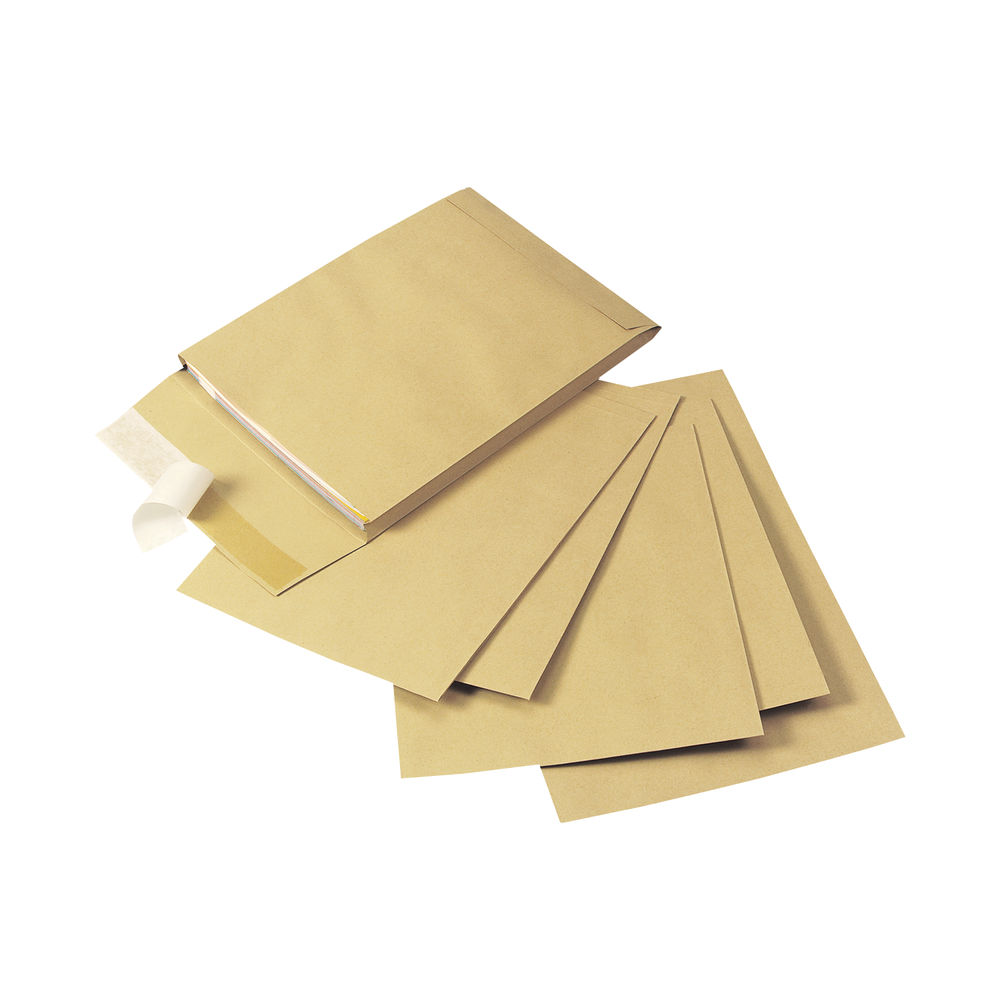 Q-Connect Envelope Gusset 305x254x25mm Peel and Seal 120gsm Manilla (Pack of 100) KF3526