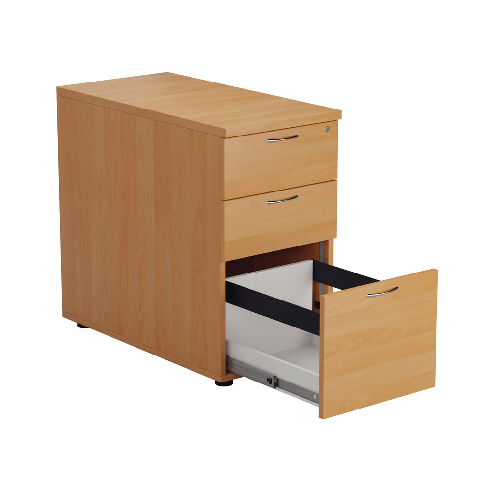 First H730mm Beech 3 Drawer Desk High Pedestal