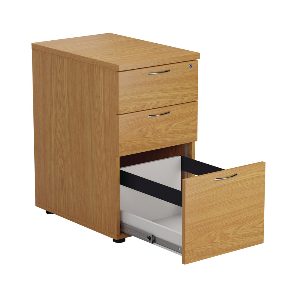 First H730mm Nova Oak 3 Drawer Desk High Pedestal