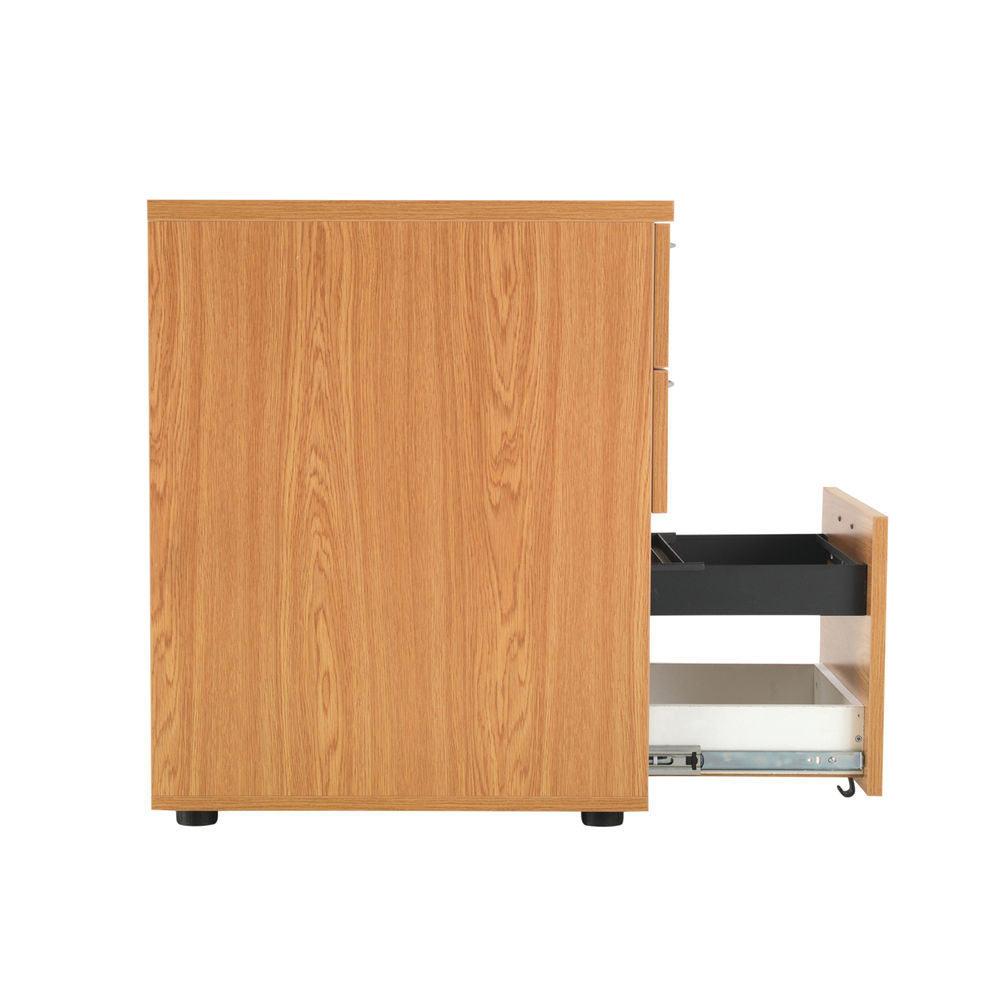 First H730mm Nova Oak 3 Drawer Desk High Pedestal