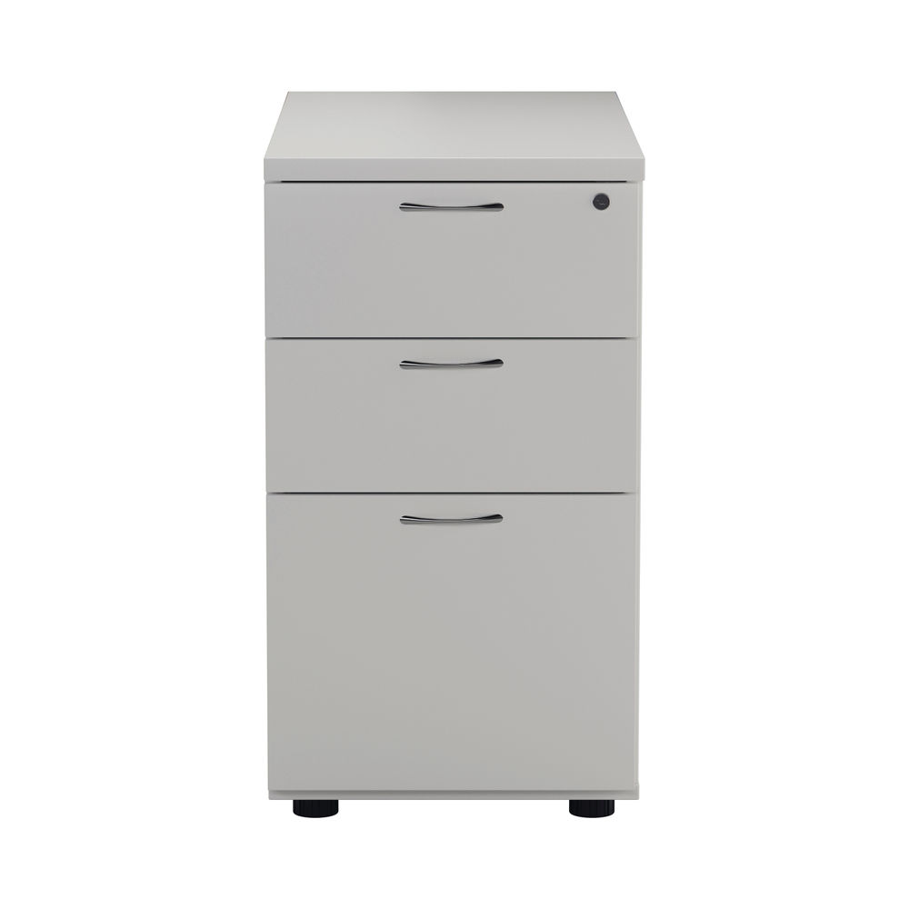 First H730mm White 3 Drawer Desk High Pedestal