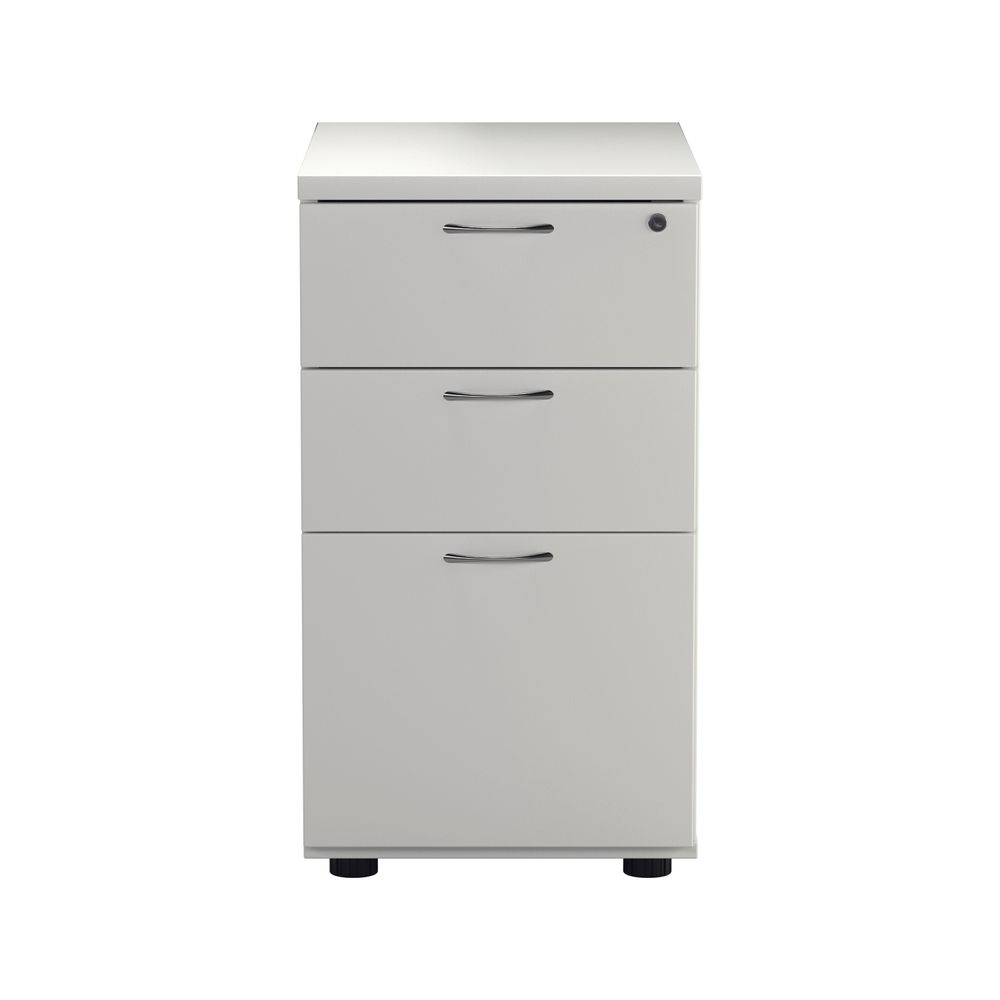 First H730mm White 3 Drawer High Pedestal