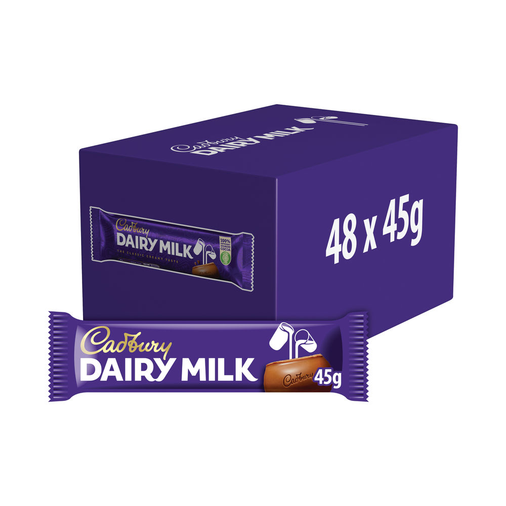 Cadbury 45g Dairy Milk Bars, Pack of 48 | 968169