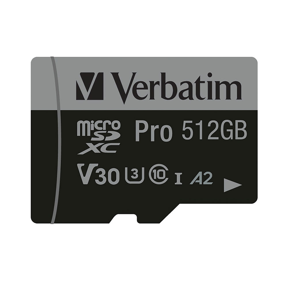 Verbatim Pro U3 Micro SDXC Memory Card 512GB with SD Adapter