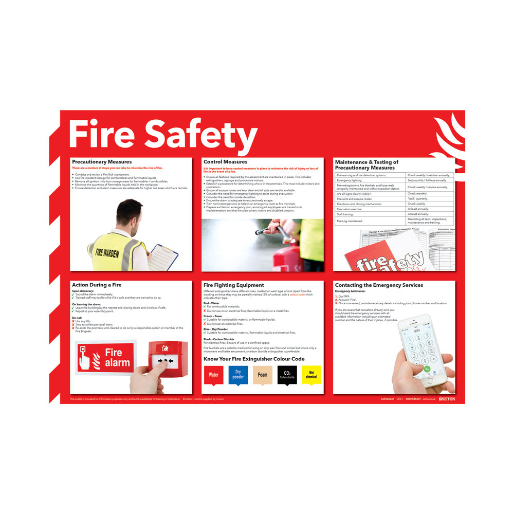 Health and Safety 420x594mm Fire Safety Poster FA601