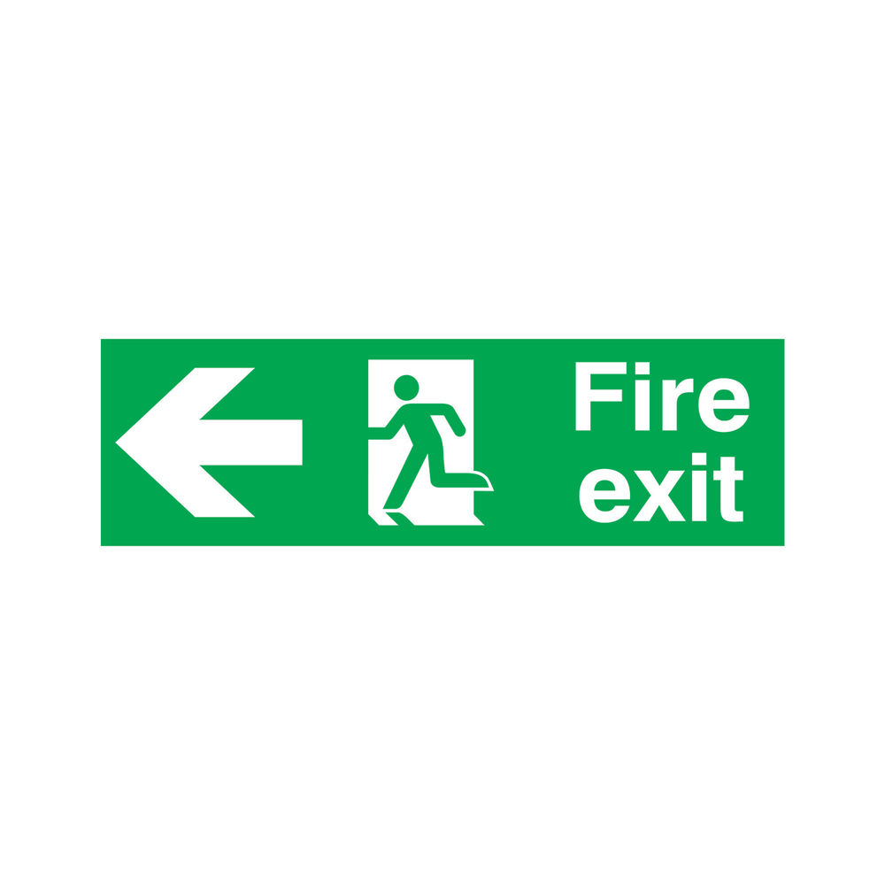Fire Exit Running Man Arrow Left 150x450mm PVC Safety Sign