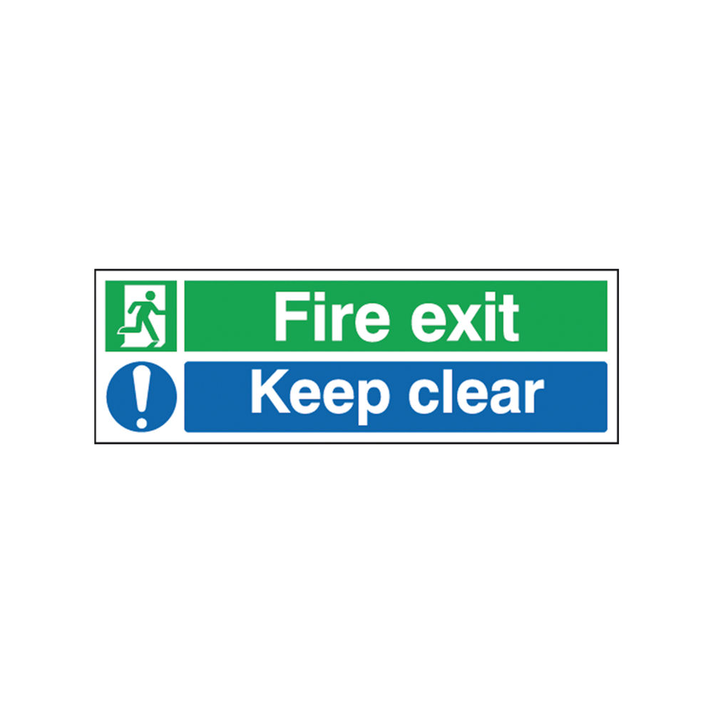 Fire Exit 150 x 450mm Self-Adhesive Keep Clear Safety Sign