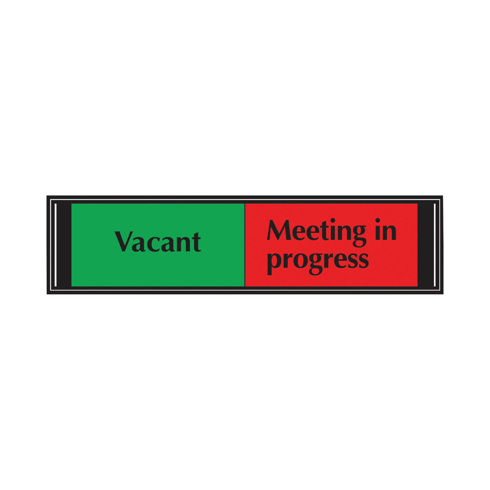 Sliding Sign Vacant/Meeting In Progress Self Adhesive 225x52mm