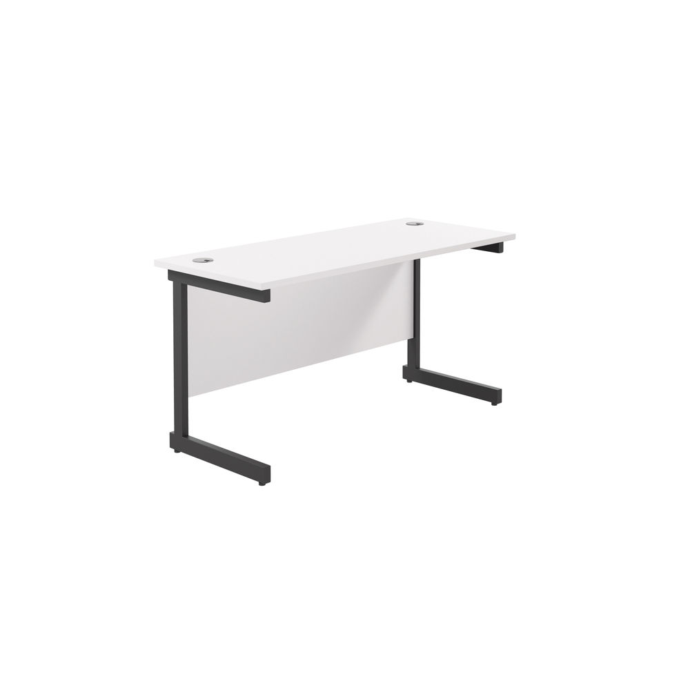 Jemini Rectangular Single Upright Cantilever Desk 1200x600x730mm White/Black KF803911