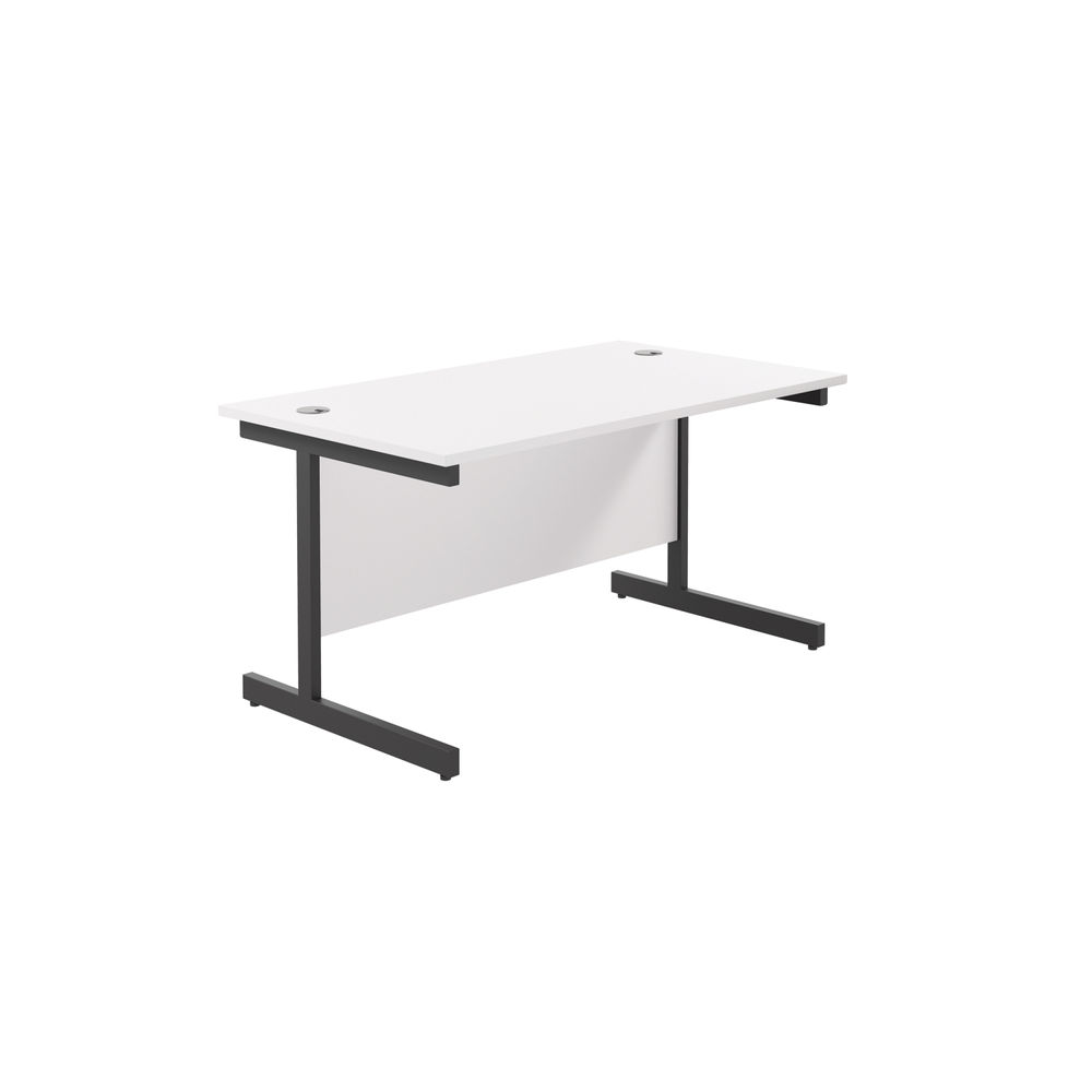 Jemini Rectangular Single Upright Cantilever Desk 1400x800x730mm White/Black KF810780