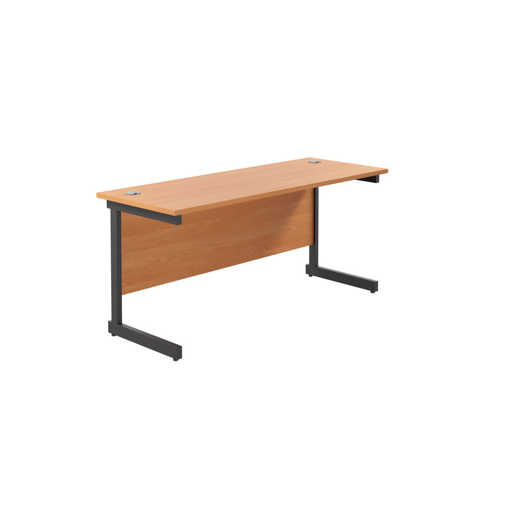 Jemini Rectangular Single Upright Cantilever Desk 1800x600x730mm Beech/Black KF810933