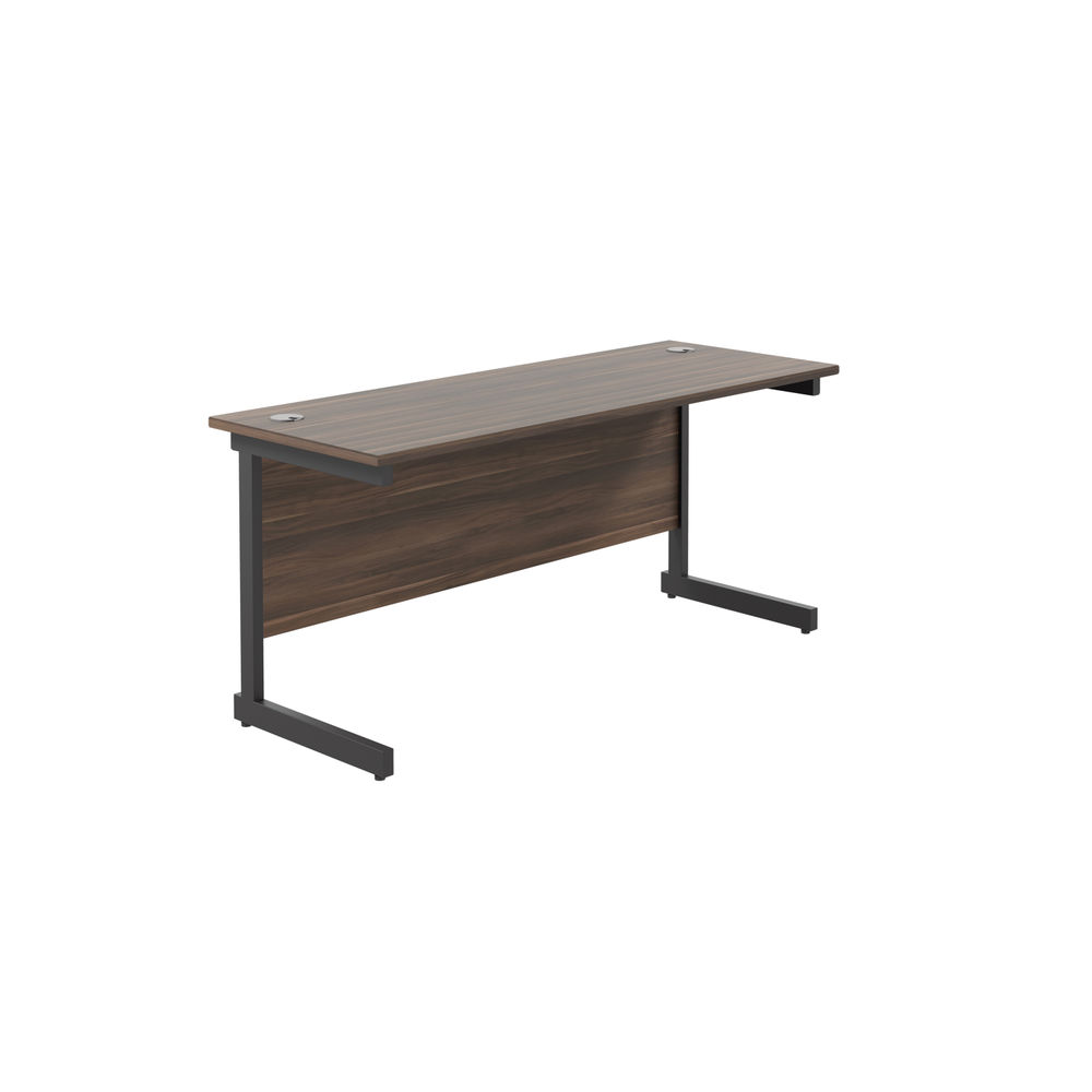 Jemini Rectangular Single Upright Cantilever Desk 1800x600x730mm Dark Walnut/Black KF810957