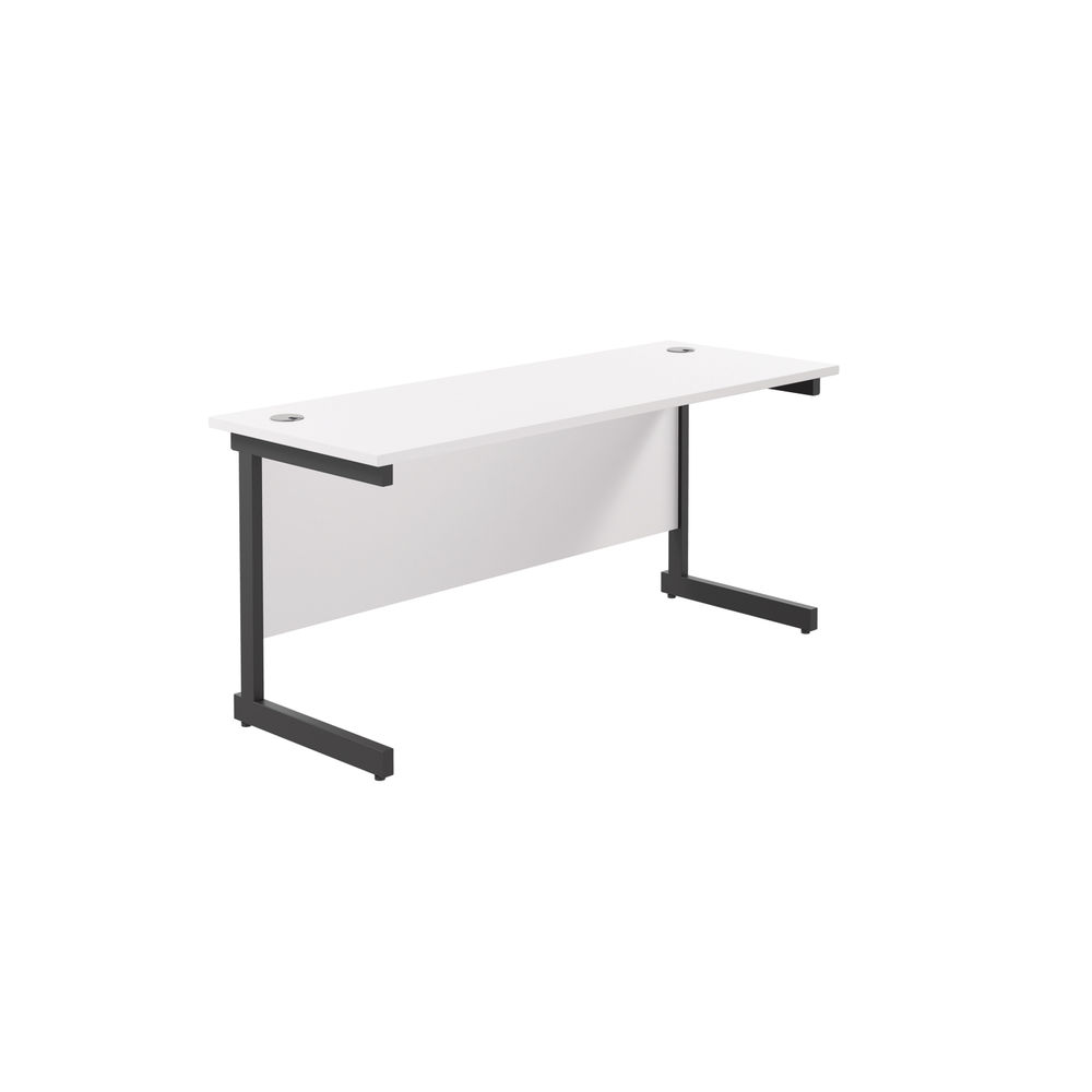 Jemini Rectangular Single Upright Cantilever Desk 1800x600x730mm White/Black KF818120
