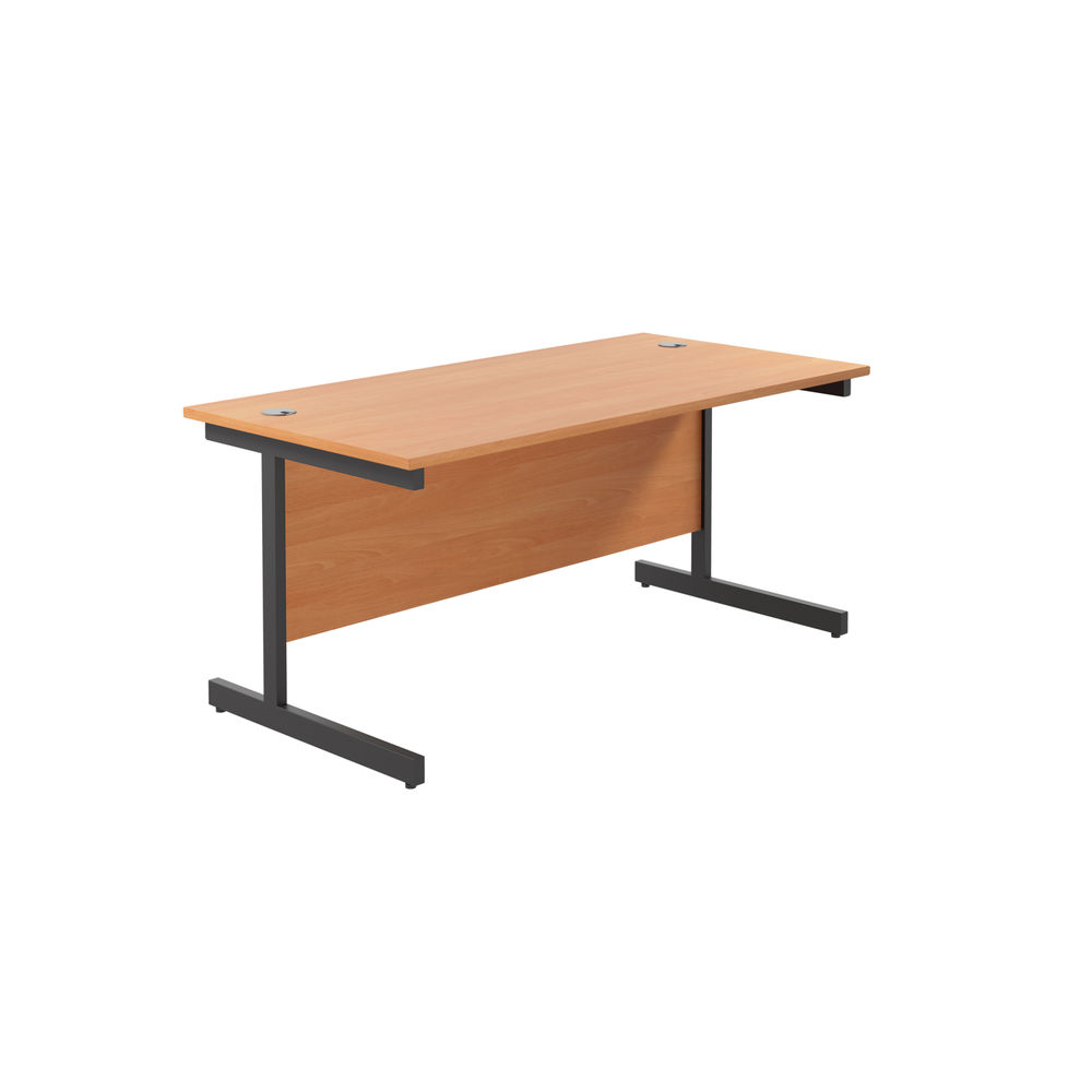 Jemini Rectangular Single Upright Cantilever Desk 1800x800x730mm Beech/Black KF818229