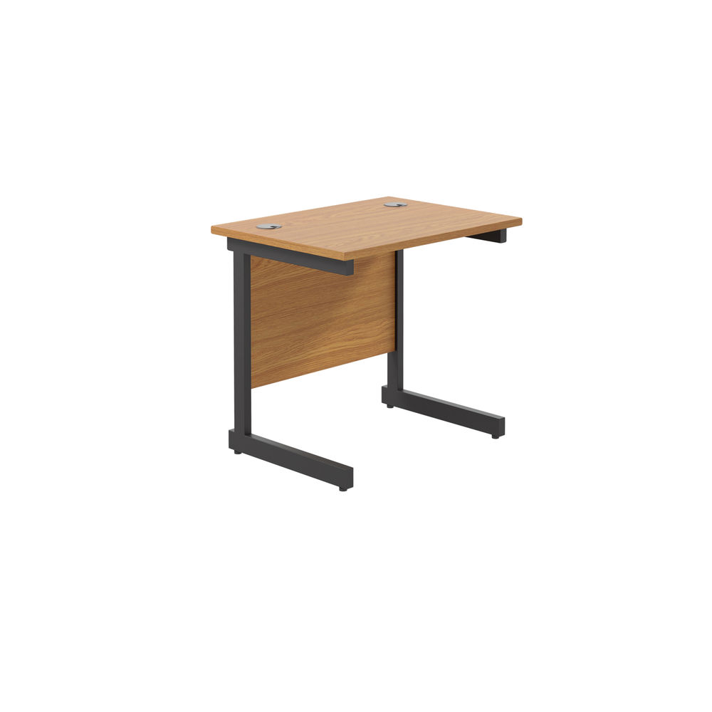 Jemini Rectangular Double Upright Cantilever Desk 800x600x730mm Nova Oak/Black KF819523
